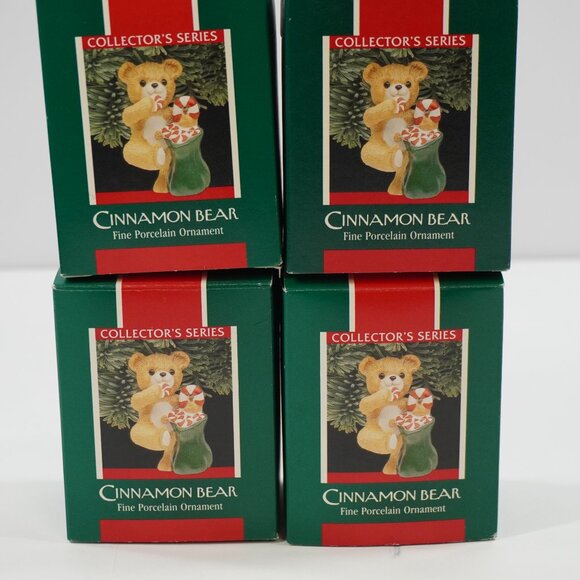 Lot of 4 1989 Hallmark Cinnamon Bear Porcelain Ornament - Picture 1 of 9